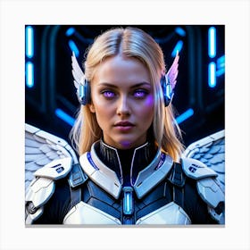 Futuristic Girl With Wings 2 Canvas Print