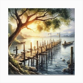 Sunset At The Pier Canvas Print