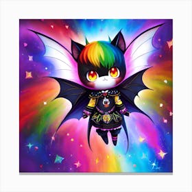 Kawaii Bat rainbow Canvas Print