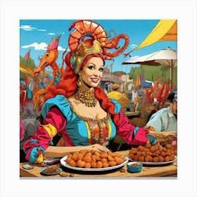 Woman Eating Food Canvas Print