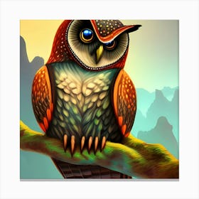 Owl On A Branch Canvas Print