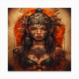 Tattooed Woman Canvas Print