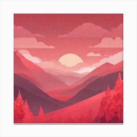 Misty mountains background in red tone 65 Canvas Print