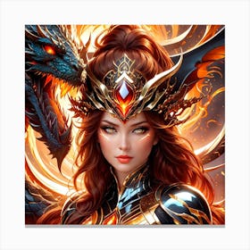 Dragon Girl bn Canvas Print