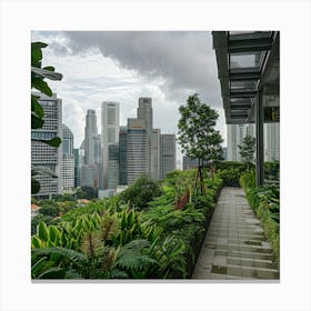 David Hockney Style. Rooftop Garden in Singapore 2 Canvas Print