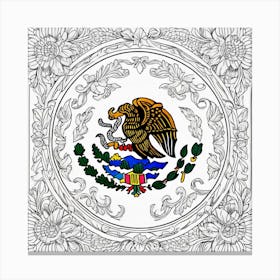 Mexico Flag Coloring Page 9 Canvas Print