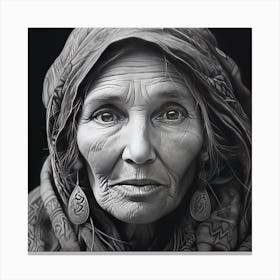 Old Woman Black & White Canvas Print