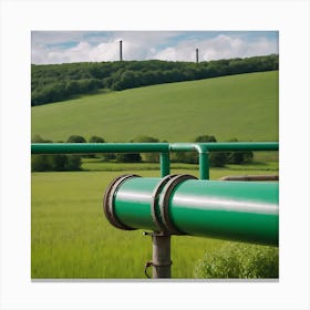 Green Pipe In A Field Canvas Print