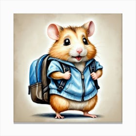 Hamster With Backpack 11 Canvas Print