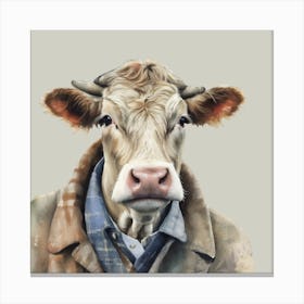 Watercolour British Cow Wilfred Canvas Print