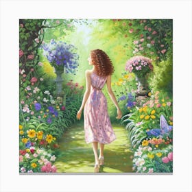 Girl In A Garden 9 Canvas Print