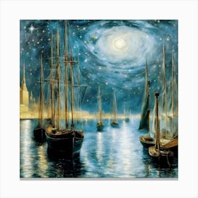 Night In The Harbor Canvas Print