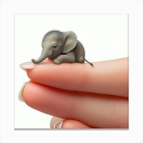 Tiny Elephant On A Finger 1 Canvas Print