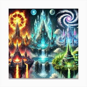 Elemental Citadels Scifi Canvas Print