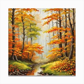 Forest In Autumn In Minimalist Style Square Composition 79 Canvas Print