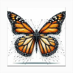 Orange Moths Butterfly - Abstract Line Art Illustration 6 Canvas Print