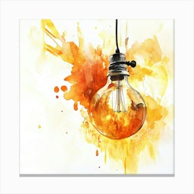 Light Bulb Watercolor Illustration Canvas Print