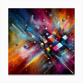 Colorful Splashes Of Paint, Geometric, Abstract Art 2 1 Canvas Print