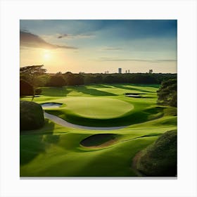 Golf Course At Sunset 2 Canvas Print