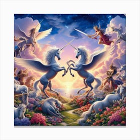 Unicorns And Angels Canvas Print