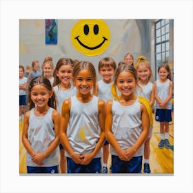 Photo Medium Shot Smiley Kids In School Gym 1 Canvas Print