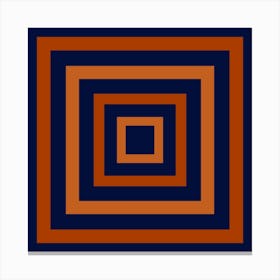 Squares in Squares Navy Blue and Orange Canvas Print