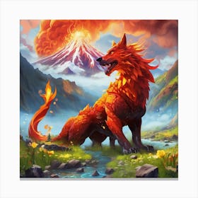 Red dragon wolf Canvas Print