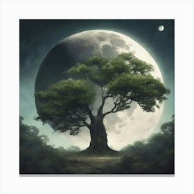 Tree In The Moonlight 1 Canvas Print