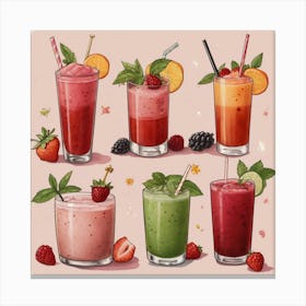 Default Nonalcoholic Cocktails And Smoothies Aesthetic 1 Canvas Print