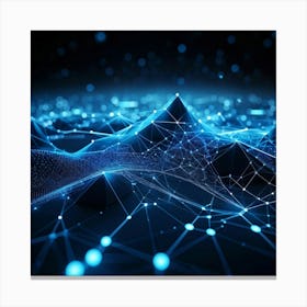 Abstract Geometric Network Tangled In Glowing Blue Lines And Dots Forming Wave Like Patterns And Po (1) 2 Canvas Print