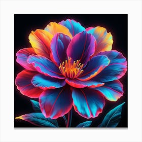 Neon Flower Art Canvas Print