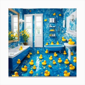 Bathroom With Rubber Ducks 1 Canvas Print