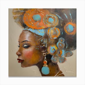 A woman with a unique hairstyle and decorated with earrings. Van Gogh Canvas Print