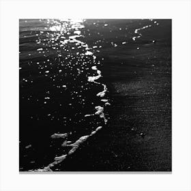 Calm Waves Close Up  Black And White Ocean Photography Square Canvas Print