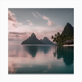 Sunset In Bora Bora French Polynesia Landscape Canvas Print