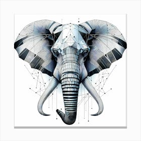 Elephant Head - Abstract Line Art Illustration 220 Canvas Print