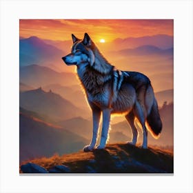 Wolf At Sunset Canvas Print