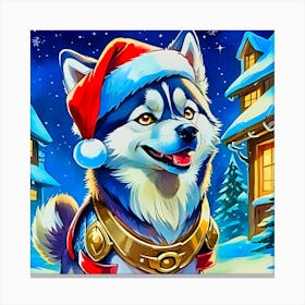 Santa Husky Canvas Print