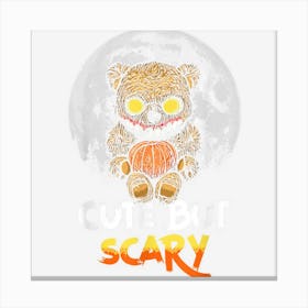 Cute But Scary Horror Zombie Teddy Bear Full Moon Halloween Canvas Print