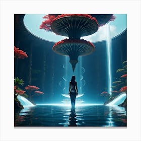 Woman Standing In Water 1 Canvas Print