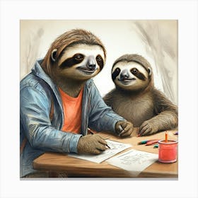 Two Sloths Canvas Print