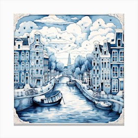 Amsterdam Canal Delft Tile Illustration 3 Canvas Print
