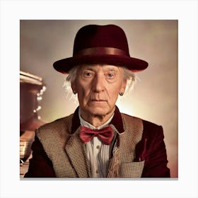 Firefly Elderly, Male, Pianist, Neon, Burgundy, Beige, Cream, Soulful, Eyes, Fedora, Piano, Smoky, D (8) Canvas Print