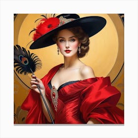 Lady In Red Dress 1 Canvas Print