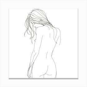 Nude Drawing Black And White Line Canvas Print