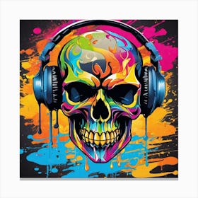 Skull With Headphones 2 Canvas Print