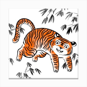 Happy Tiger Square Canvas Print