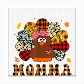 Groovy One Thankful Momma Shirt Leopard Turkey Thanksgiving Canvas Print