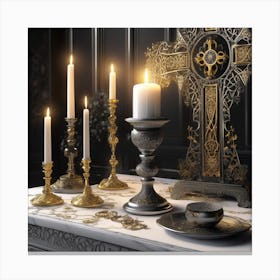 Altar With Candles Canvas Print