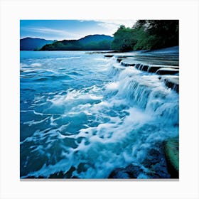 Ocean Lake River Pond Stream Splash Wave Ripple Tide Current Cascade Fountain Waterfall (2) Canvas Print